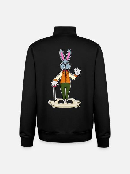 Bunny Pensioner Walking Stick - Unisex Organic Zip Sweatshirt by Stanley/Stella - black