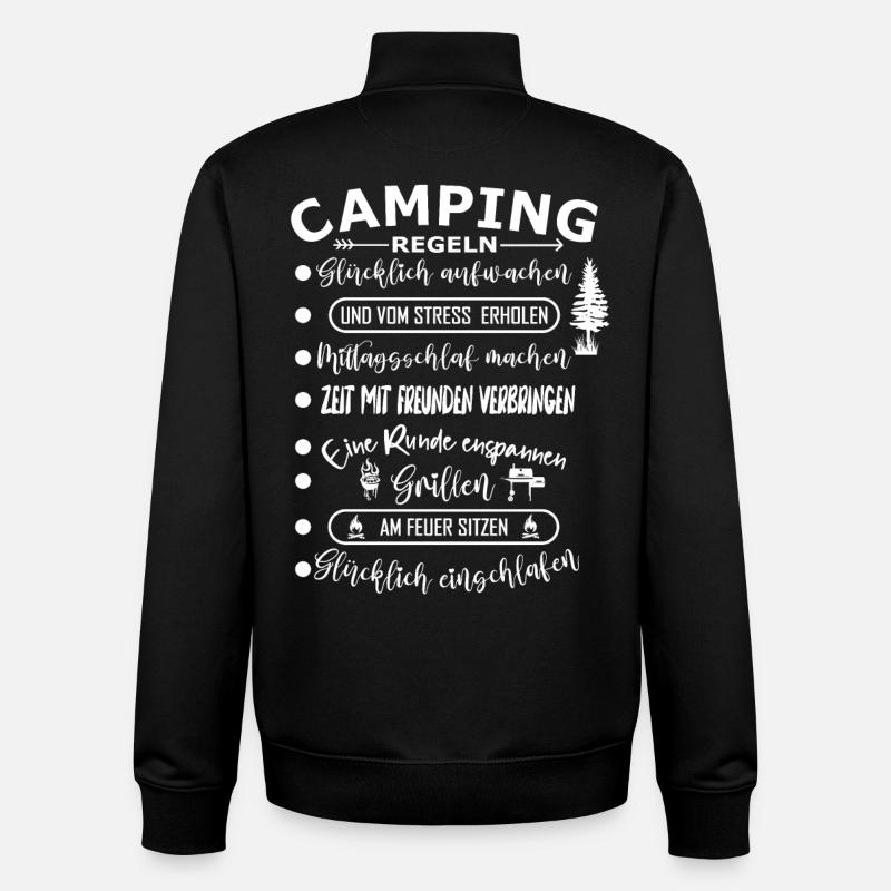 Campingregeln - Unisex Organic Zip Sweatshirt von Stanley/Stella - Schwarz