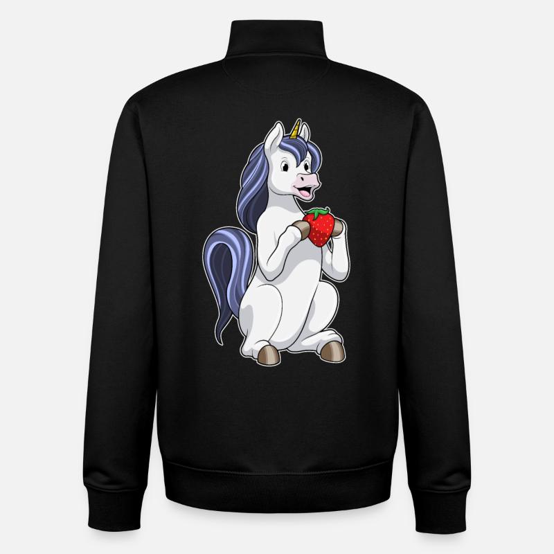 Einhorn Erdbeere - Unisex Organic Zip Sweatshirt von Stanley/Stella - Schwarz
