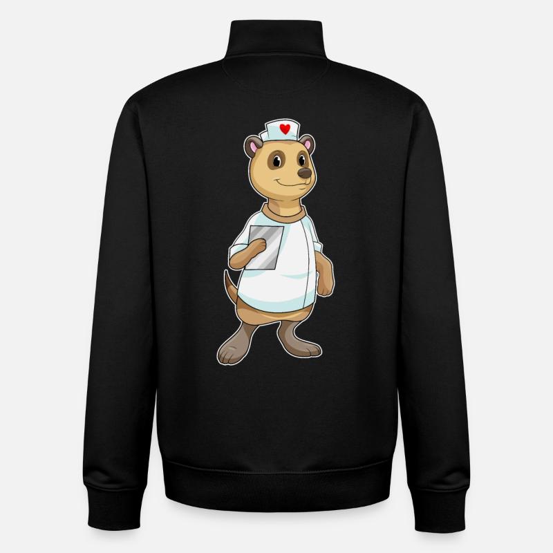 Erdmännchen Krankenschwester Herz - Unisex Organic Zip Sweatshirt von Stanley/Stella - Schwarz