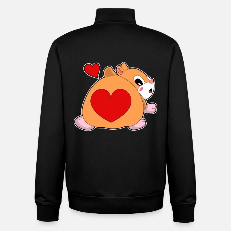 Hamster avec cœur - Sweat zippé unisexe en coton bio Stanley/Stella - noir