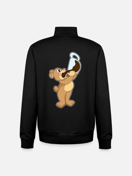 Bear Coffee Mug - Unisex Organic Zip Sweatshirt by Stanley/Stella - black