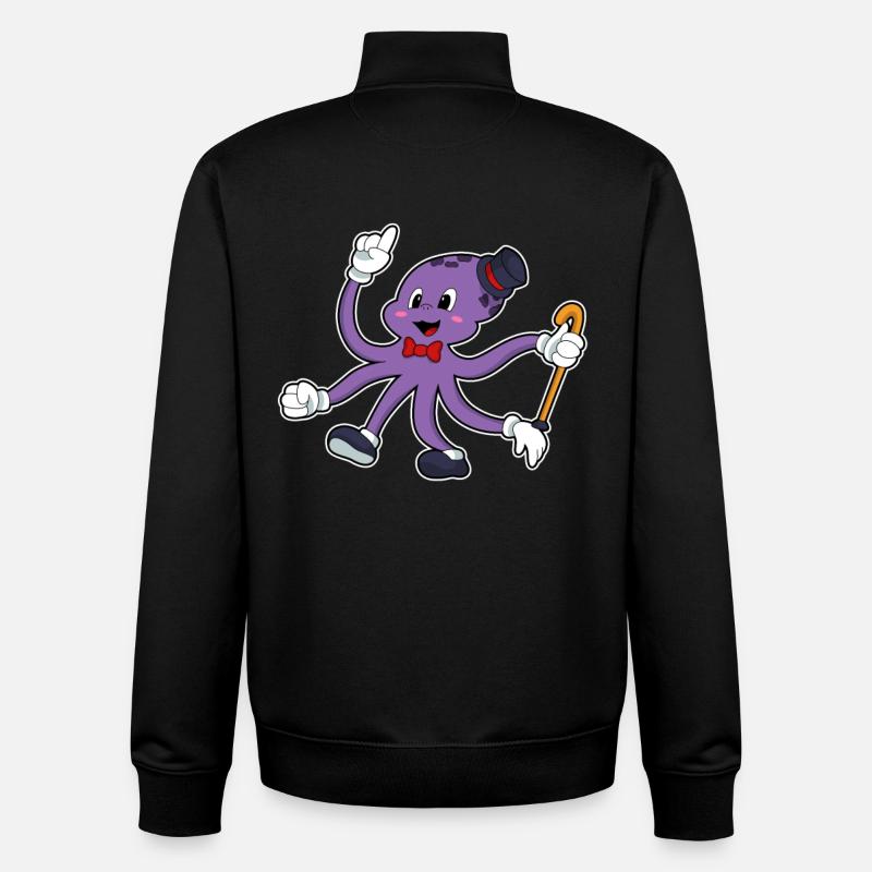 Krake als Zauberer mit Hut - Unisex Organic Zip Sweatshirt von Stanley/Stella - Schwarz