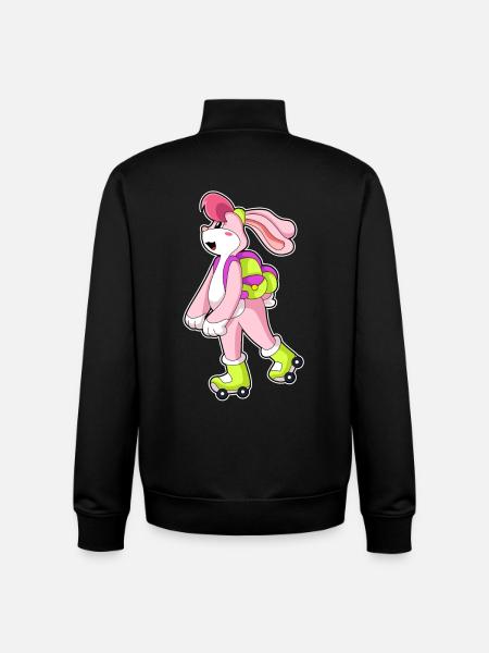 Rabbit Roller Skating Roller Skates - Unisex Organic Zip Sweatshirt by Stanley/Stella - black
