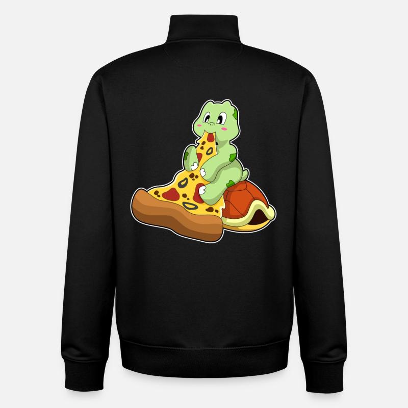 Pizza Tortue - Sweat zippé unisexe en coton bio Stanley/Stella - noir