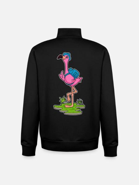 Flamingo Wanderer Backpack Hiking - Unisex Organic Zip Sweatshirt by Stanley/Stella - black