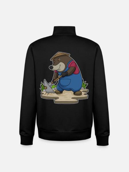 Mole Farmer Pickaxe Farm - Unisex Organic Zip Sweatshirt by Stanley/Stella - black