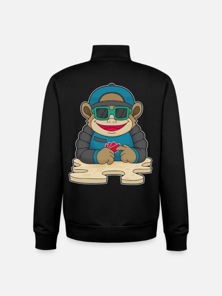 Monkey Poker Poker Cards - Unisex Organic Zip Sweatshirt by Stanley/Stella - black
