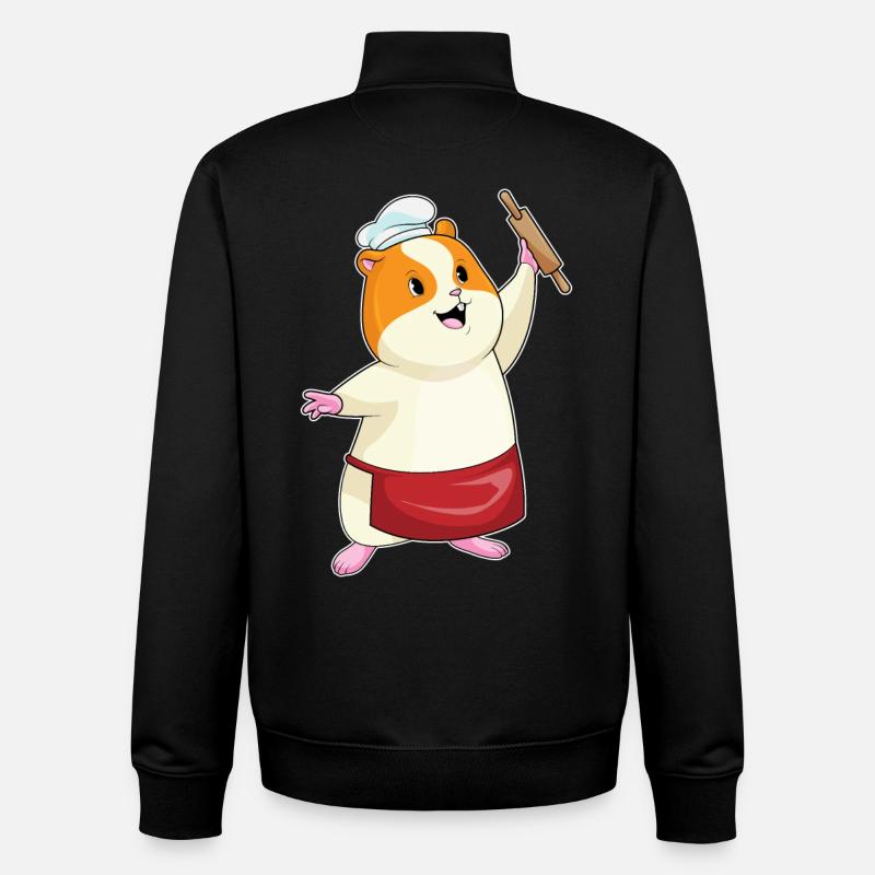 Hamster als Bäcker mit Nudelholz - Unisex Organic Zip Sweatshirt von Stanley/Stella - Schwarz