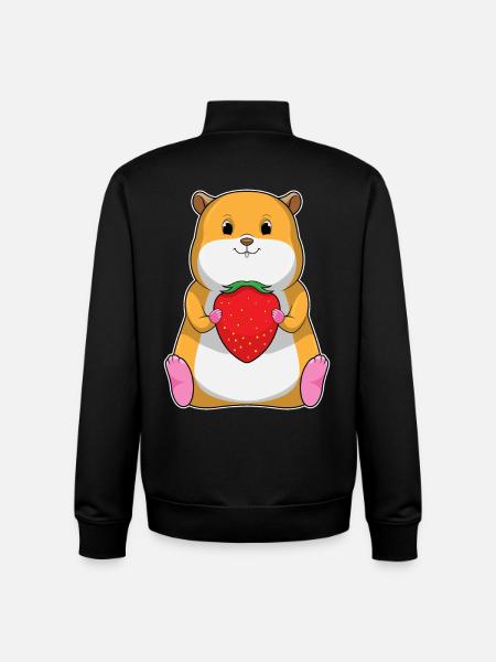 Hamster Fraise - Sweat zippé unisexe en coton bio Stanley/Stella - noir