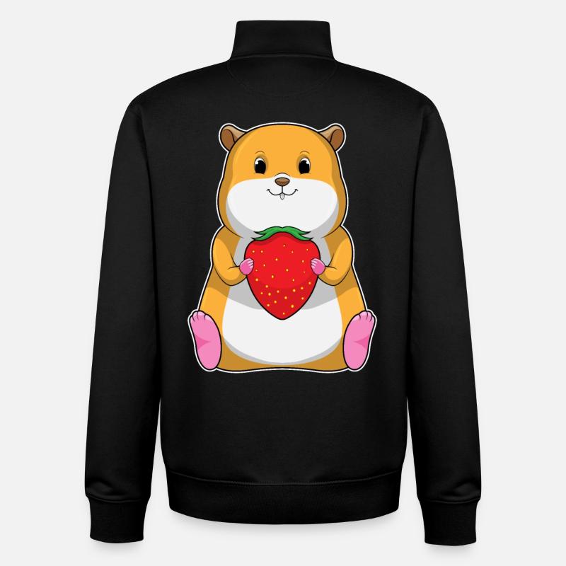 Hamster Strawberry - Unisex Organic Zip Sweatshirt by Stanley/Stella - black