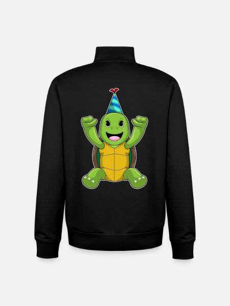 Turtle Birthday Party Hat - Unisex Organic Zip Sweatshirt by Stanley/Stella - black
