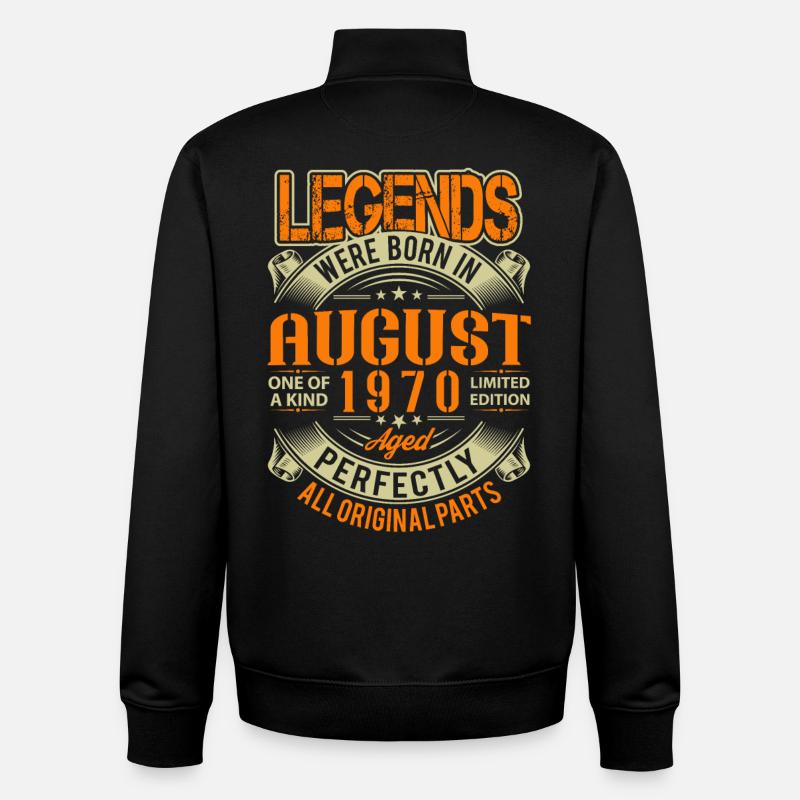1970 Légende d’anniversaire d’août - Sweat zippé unisexe en coton bio Stanley/Stella - noir