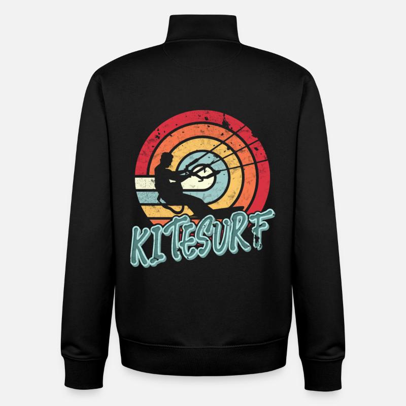 Kitesurfen Kitesurf Kitesurfer Kiteboard - Sweat zippé unisexe en coton bio Stanley/Stella - noir