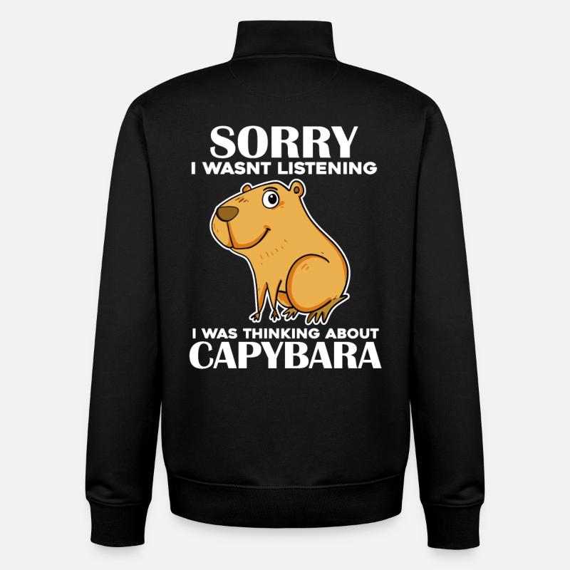 Capybara - Sweat zippé unisexe en coton bio Stanley/Stella - noir