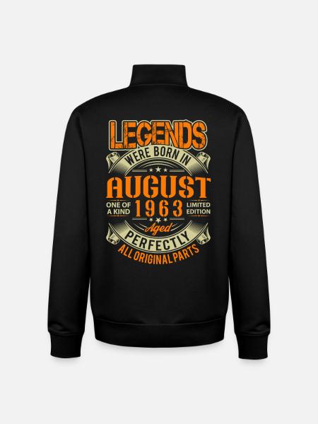 1963 August Birthday Legend - Unisex Organic Zip Sweatshirt by Stanley/Stella - black