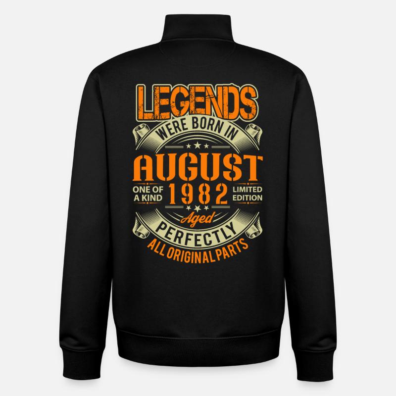 1982 Légende d’anniversaire d’août - Sweat zippé unisexe en coton bio Stanley/Stella - noir