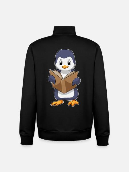 Penguin Nerd Book - Unisex Organic Zip Sweatshirt by Stanley/Stella - black