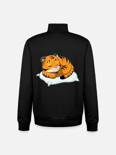 Tiger Sleeping Pillow - Unisex Organic Zip Sweatshirt by Stanley/Stella - black
