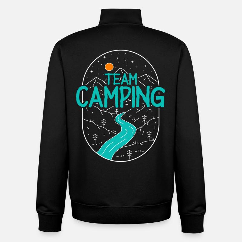 Équipe Camping Camper Campen - Sweat zippé unisexe en coton bio Stanley/Stella - noir