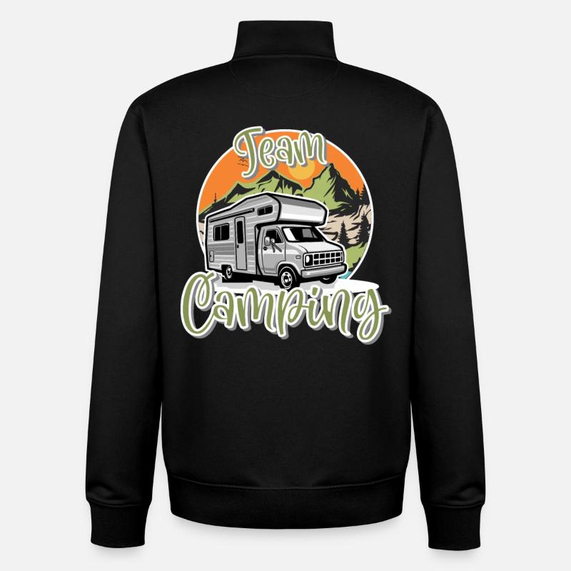 Équipe Camping Camper Campen - Sweat zippé unisexe en coton bio Stanley/Stella - noir