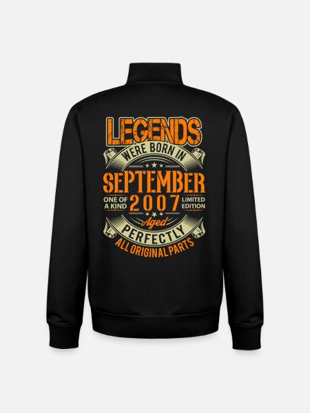 2007 September Birthday Legend - Unisex Organic Zip Sweatshirt by Stanley/Stella - black
