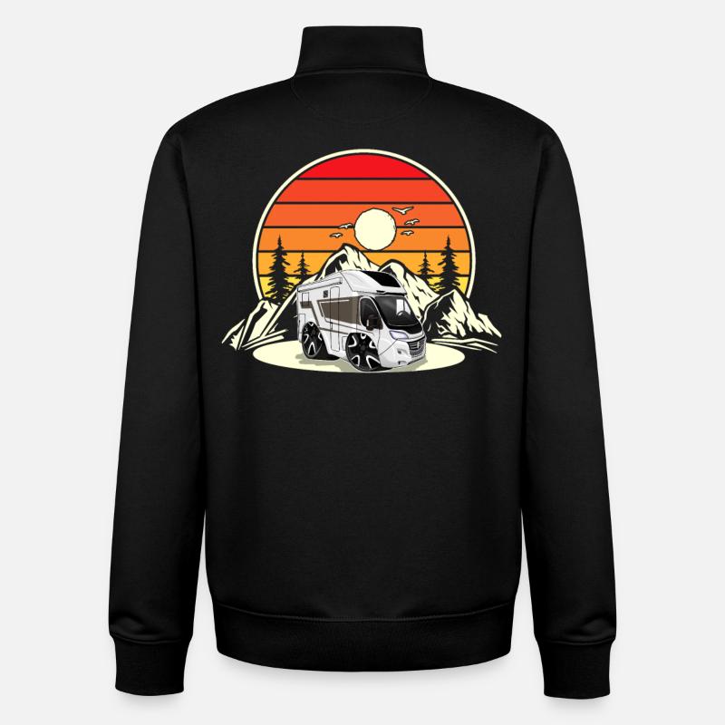 Camping Camper Campen - Sweat zippé unisexe en coton bio Stanley/Stella - noir