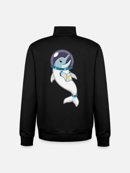 Astronaute Dolphin Space - Sweat zippé unisexe en coton bio Stanley/Stella - noir