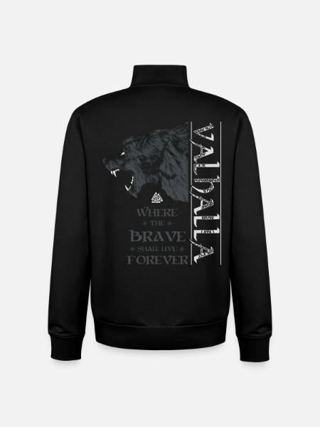 Valhalla Viking Grizzly Bjørn Wotan Knude Nordisk - Stanley/Stella unisex sweatshirt med lynlås i økologisk - sort