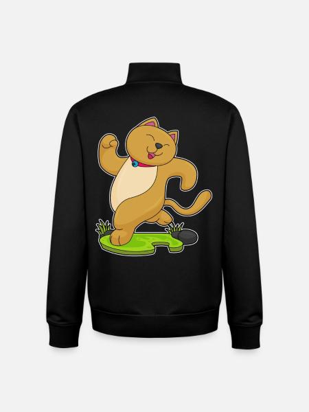 Cat Jogger Jogging Sport - Unisex Organic Zip Sweatshirt by Stanley/Stella - black