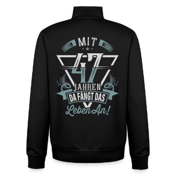 47. Geburtstag Da Fängt Das Leben An - Unisex Organic Zip Sweatshirt von Stanley/Stella - Schwarz - Hinten - AI Model Male 185 light (185cm)