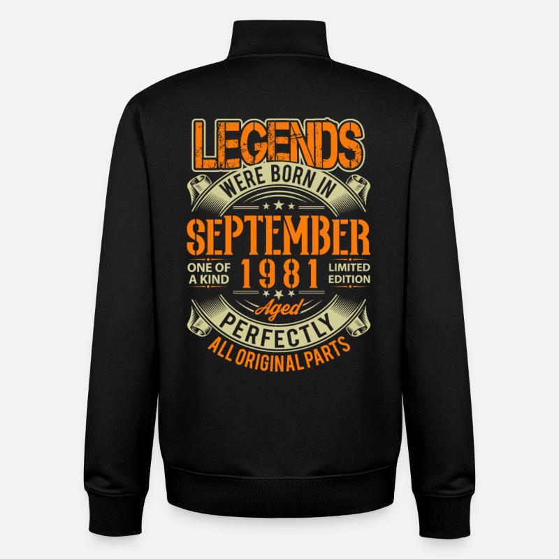 1981 September Birthday Legend - Unisex Organic Zip Sweatshirt by Stanley/Stella - black