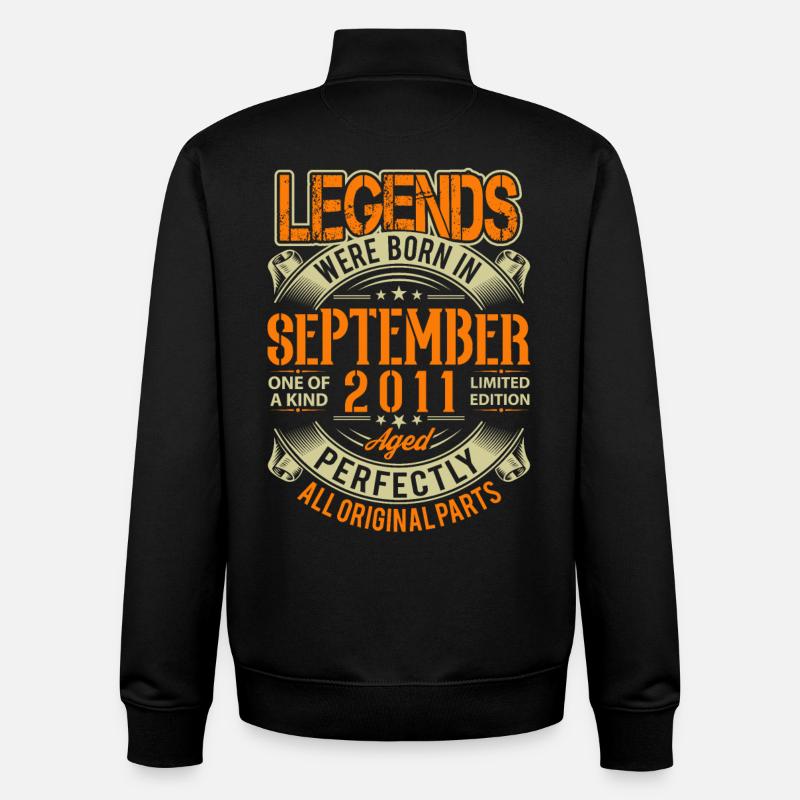 2011 September Birthday Legend - Unisex Organic Zip Sweatshirt by Stanley/Stella - black
