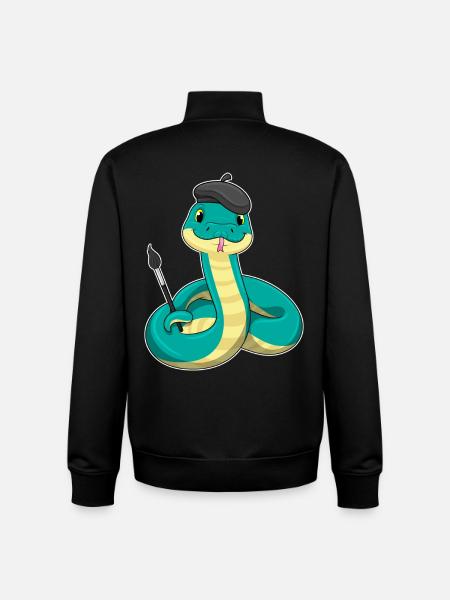 Snake Painter Brush Painting - Unisex Organic Zip Sweatshirt by Stanley/Stella - black