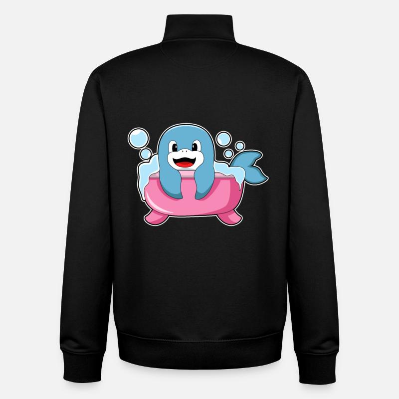 Dolphin Bathing Bathtub - Unisex Organic Zip Sweatshirt by Stanley/Stella - black