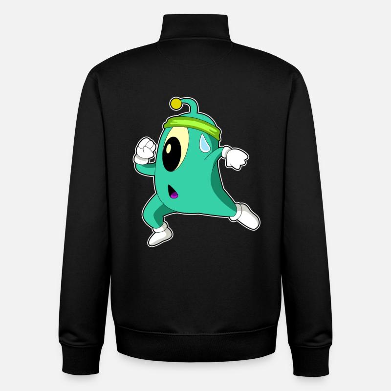 Alien en joggeur - Sweat zippé unisexe en coton bio Stanley/Stella - noir
