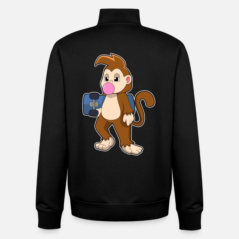 Affe Skater Skateboard - Unisex Organic Zip Sweatshirt von Stanley/Stella - Schwarz