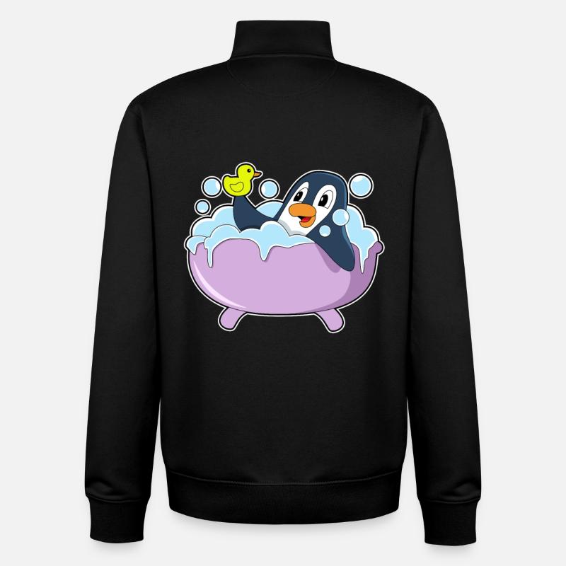 Penguin Bathing Bathtub - Unisex Organic Zip Sweatshirt by Stanley/Stella - black