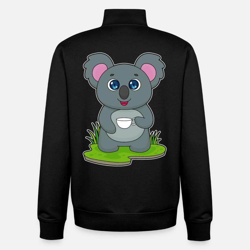 Koala mit Kaffeetasse - Unisex Organic Zip Sweatshirt von Stanley/Stella - Schwarz