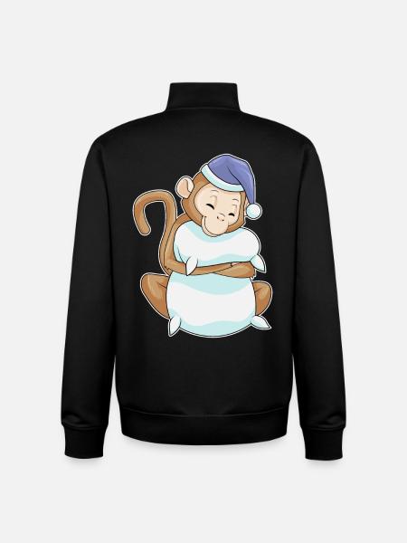 Monkey Sleeping Pillow - Unisex Organic Zip Sweatshirt by Stanley/Stella - black