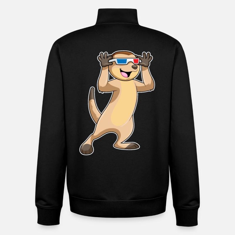 Suricates avec lunettes - Sweat zippé unisexe en coton bio Stanley/Stella - noir