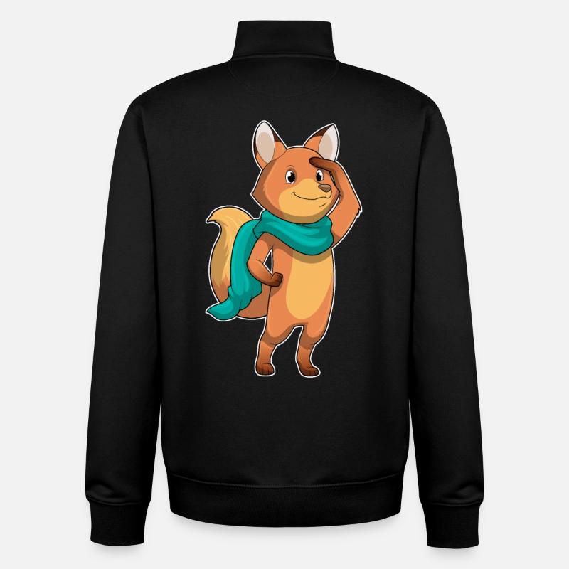 Fuchs mit Schal - Unisex Organic Zip Sweatshirt von Stanley/Stella - Schwarz
