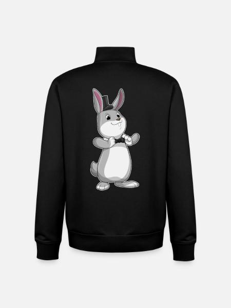 Bunny Gentleman Top Hat - Unisex Organic Zip Sweatshirt by Stanley/Stella - black