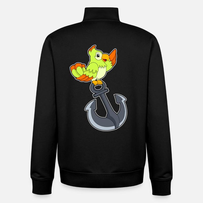 Perroquet avec ancre - Sweat zippé unisexe en coton bio Stanley/Stella - noir