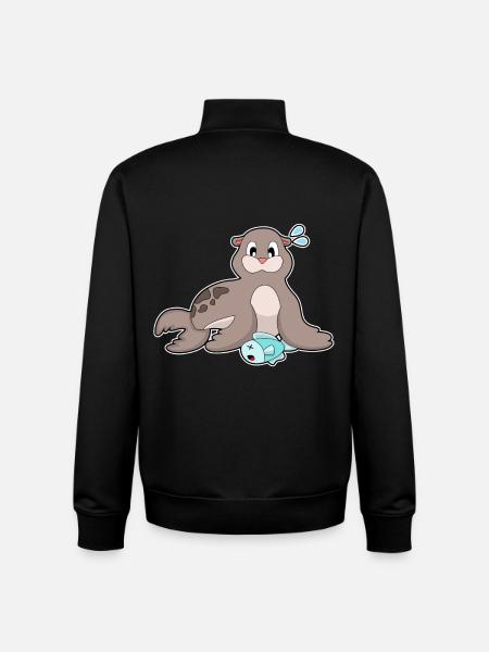 Poisson phoque - Sweat zippé unisexe en coton bio Stanley/Stella - noir