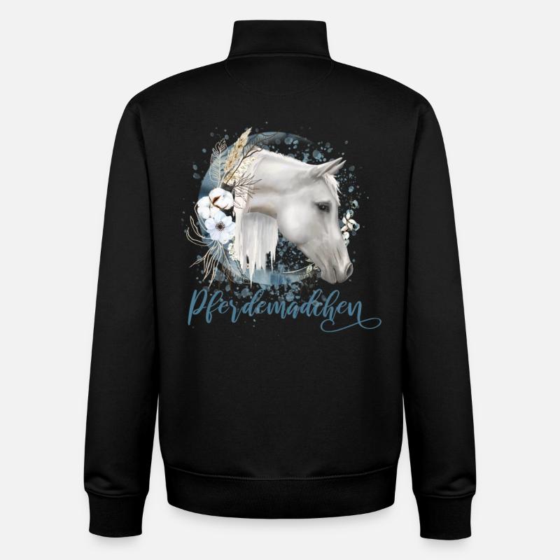 Pferdemädchen Pferde Geschenk - Unisex Organic Zip Sweatshirt von Stanley/Stella - Schwarz
