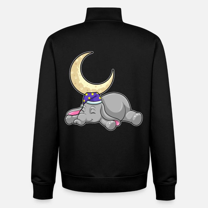 Elefant mit Mond - Unisex Organic Zip Sweatshirt von Stanley/Stella - Schwarz