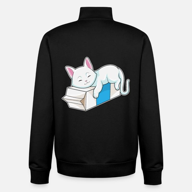 Chat au lait - Sweat zippé unisexe en coton bio Stanley/Stella - noir