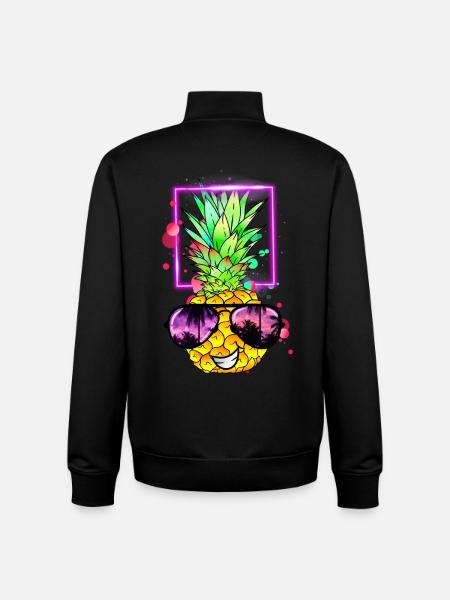 cool pineapple retro neon - Unisex Organic Zip Sweatshirt by Stanley/Stella - black