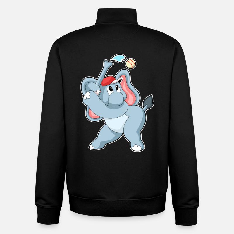Elephant Baseball - Unisex Organic Zip Sweatshirt by Stanley/Stella - black